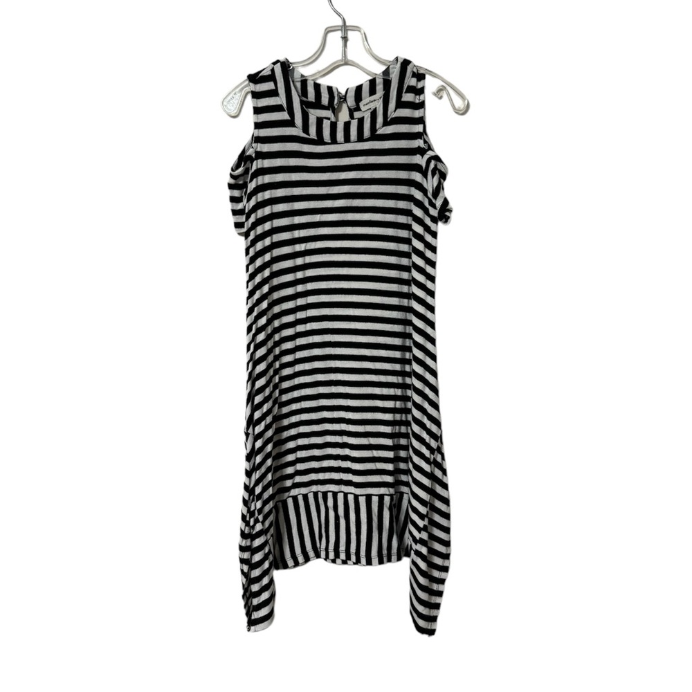Monteau Girl Size 8 Black and White Stripe Dress